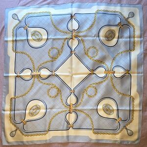 Cartier Silk Scarf with Gold and Blue Accents